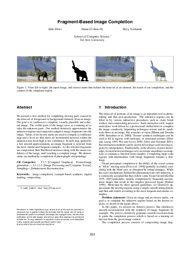 (PDF) Fragment-based image completion