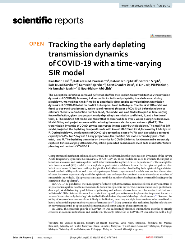 (PDF) Tracking the early depleting transmission dynamics of COVID-19 ...