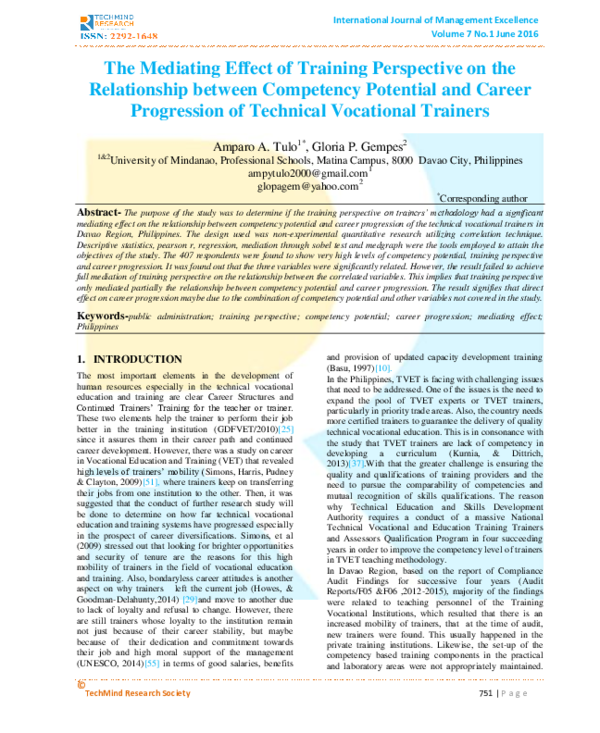 (PDF) The Mediating Effect of Training Perspective on the Relationship ...