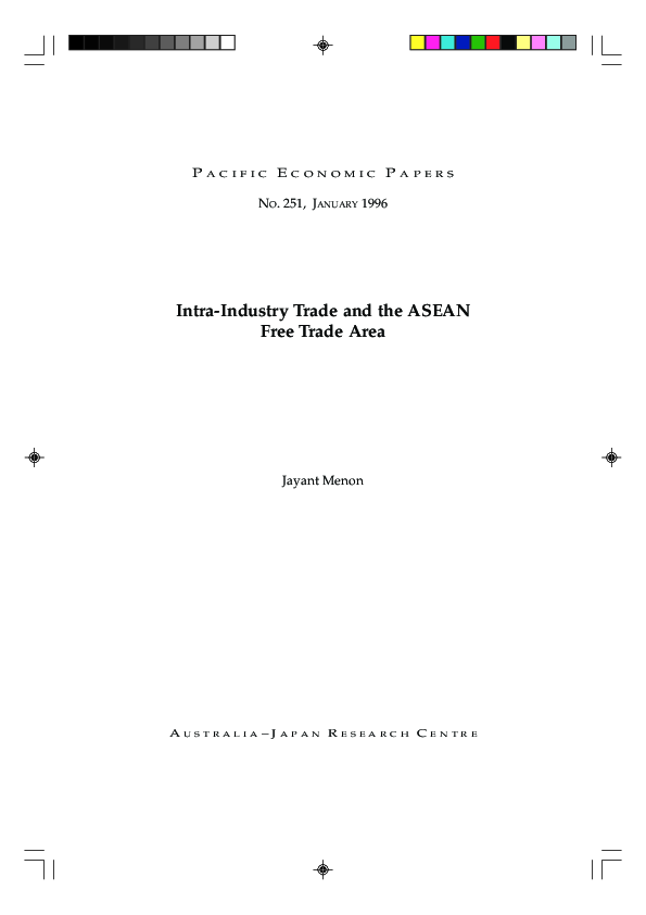 (PDF) Intra-Industry Trade and the ASEAN Free Trade Area