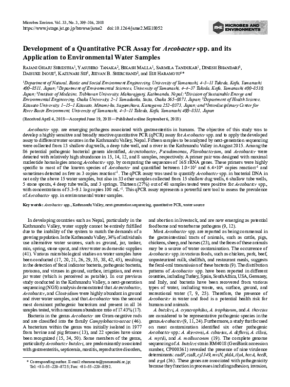 (PDF) Development of a Quantitative PCR Assay for Arcobacter spp. and ...