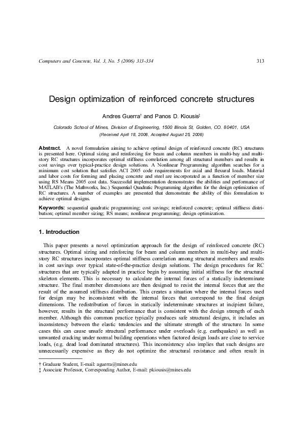 (PDF) Design optimization of reinforced concrete structures