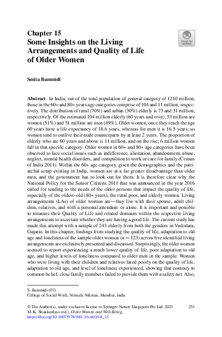(PDF) Some Insights on the Living Arrangements and Quality of Life of ...