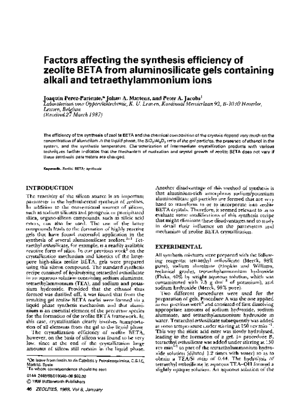 (PDF) Factors affecting the synthesis efficiency of zeolite BETA from ...
