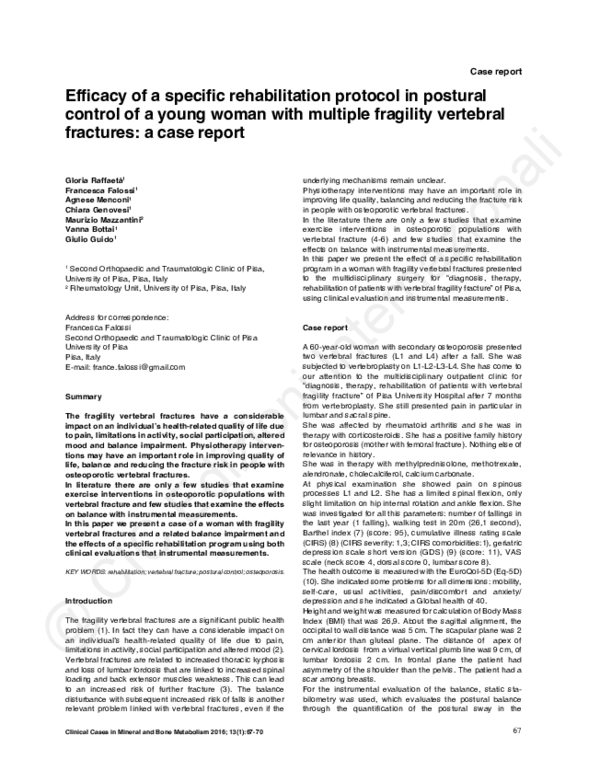 (PDF) Efficacy of a specific rehabilitation protocol in postural ...