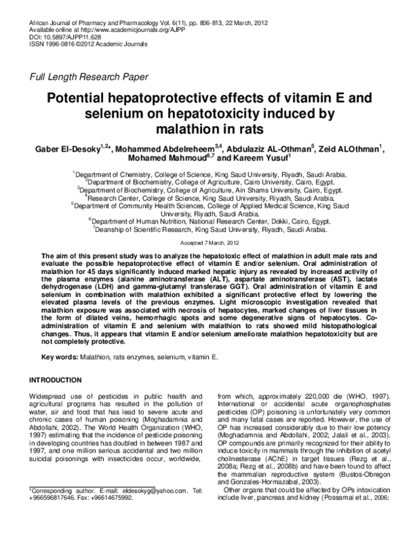 (PDF) Potential hepatoprotective effects of vitamin E and selenium on ...