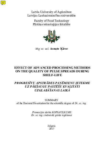 (PDF) Effect of advanced processing methods on the quality of pulse ...