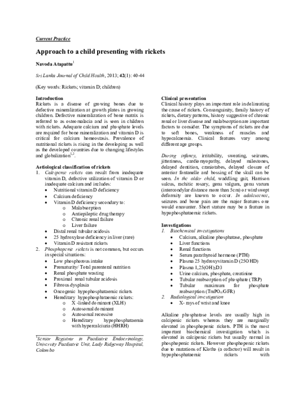 (PDF) Approach to a child presenting with rickets