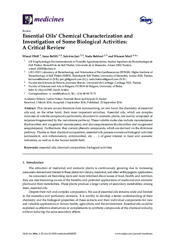 (PDF) Essential Oils’ Chemical Characterization and Investigation of ...