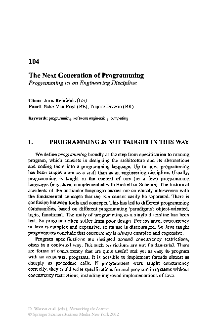 (PDF) The Next Generation of Programming