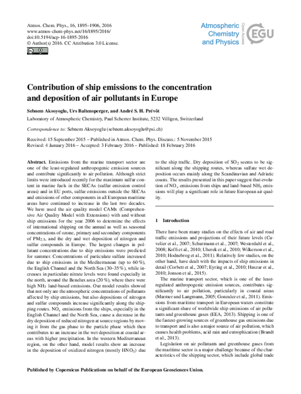 (PDF) Contribution of ship emissions to the concentration and ...
