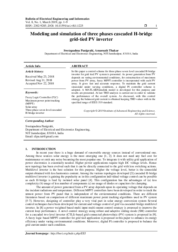 (PDF) Modeling and simulation of three phases cascaded H-bridge grid ...