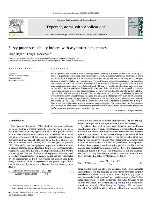 (PDF) Fuzzy process capability indices with asymmetric tolerances