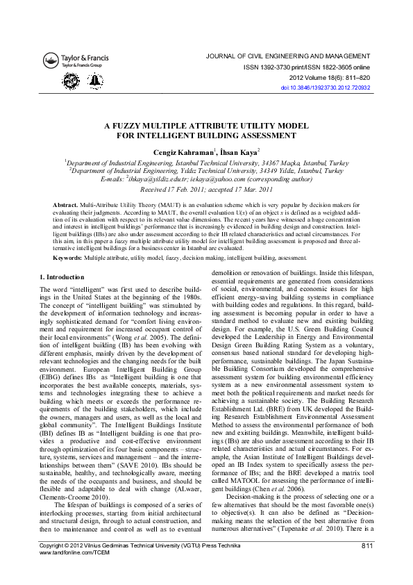 PDF) A fuzzy multiple attribute utility model for intelligent