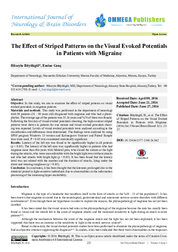 (PDF) The Effect of Striped Patterns on the Visual Evoked Potentials in ...