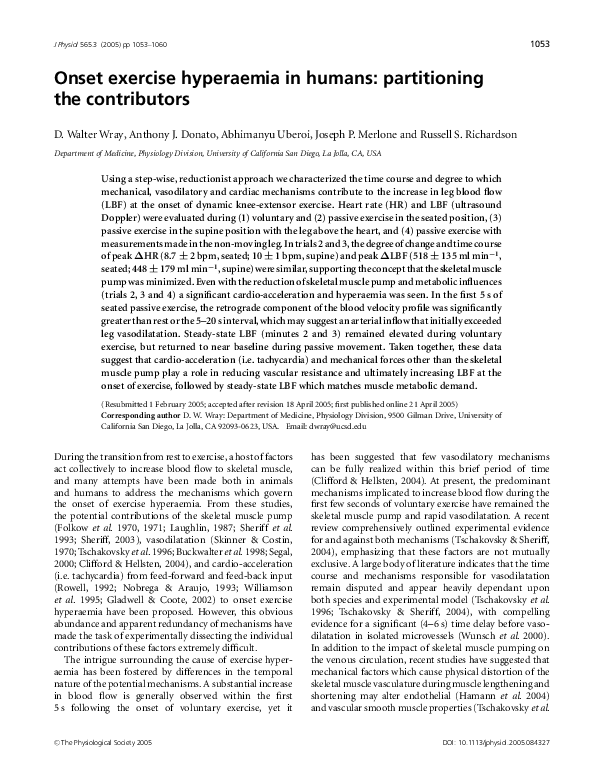 (PDF) Onset exercise hyperaemia in humans: partitioning the contributors