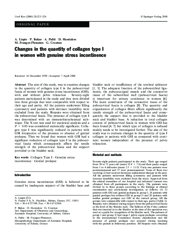 (PDF) Changes in the quantity of collagen type I in women with genuine ...
