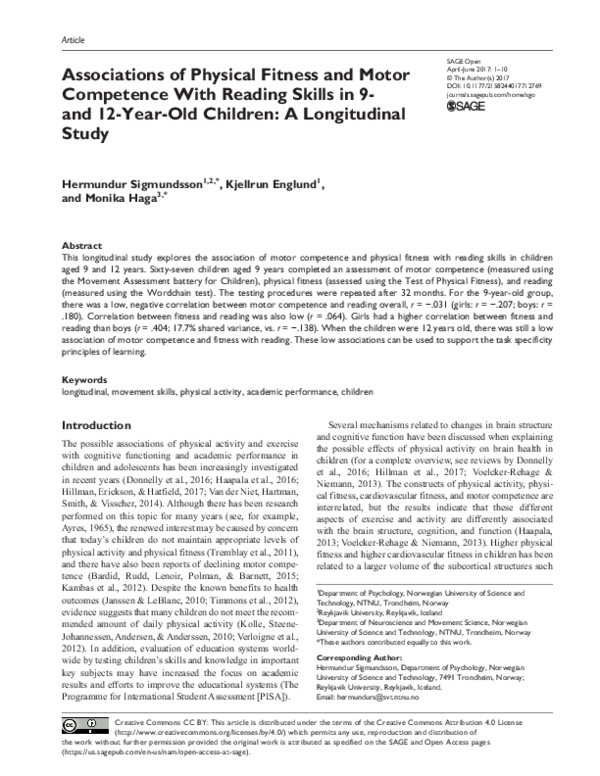(PDF) Associations of Physical Fitness and Motor Competence With ...