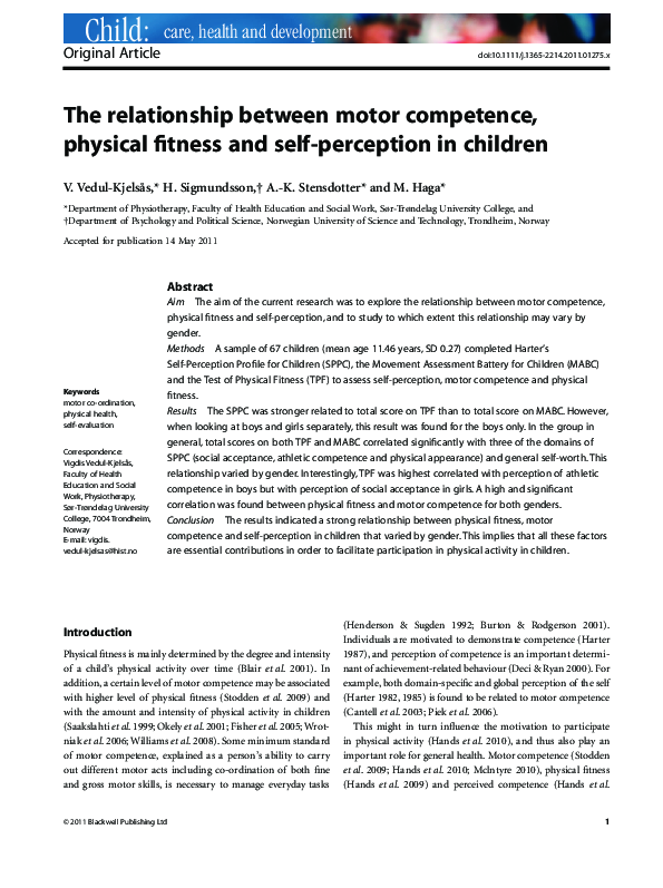 (PDF) The relationship between motor competence, physical fitness and ...