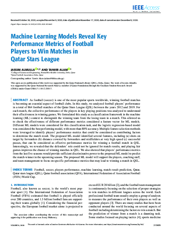 (PDF) Machine Learning Models Reveal Key Performance Metrics of ...