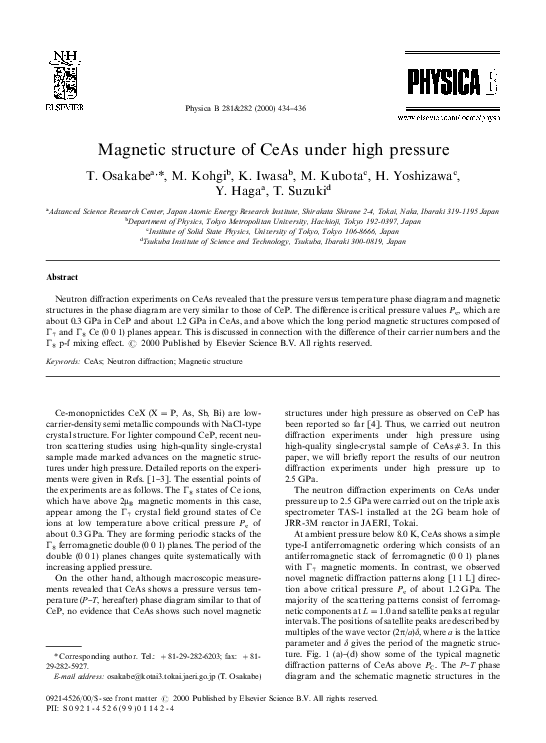 (PDF) Magnetic structure of CeAs under high pressure