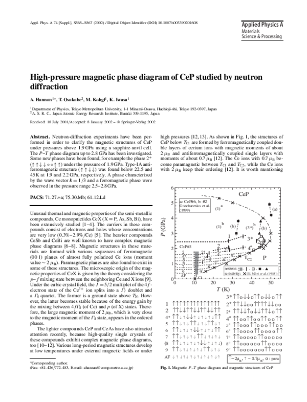 (PDF) Highpressure phase diagram of CeP studied by neutron
