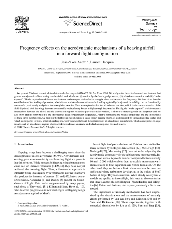(PDF) Frequency effects on the aerodynamic mechanisms of a heaving ...