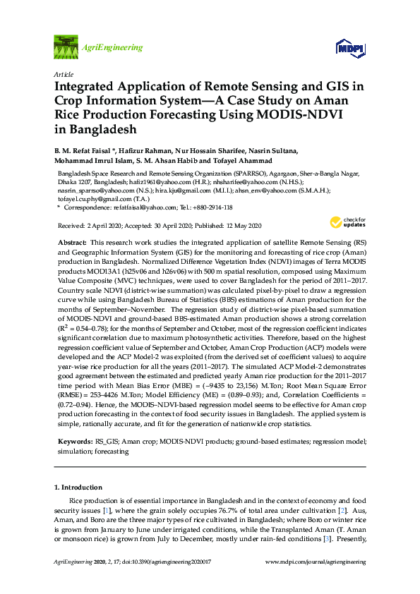(PDF) Integrated Application of Remote Sensing and GIS in Crop ...