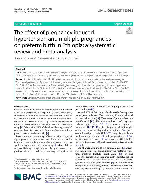 (PDF) The effect of pregnancy induced hypertension and multiple ...