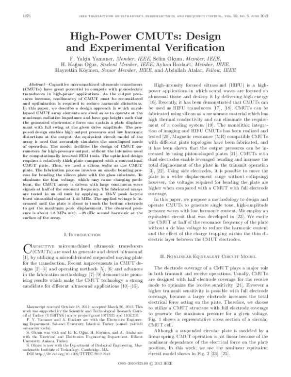 (PDF) High-power CMUTs: design and experimental verification