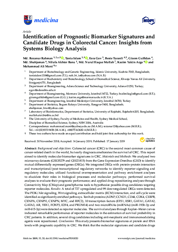 (PDF) Identification of Prognostic Biomarker Signatures and Candidate ...