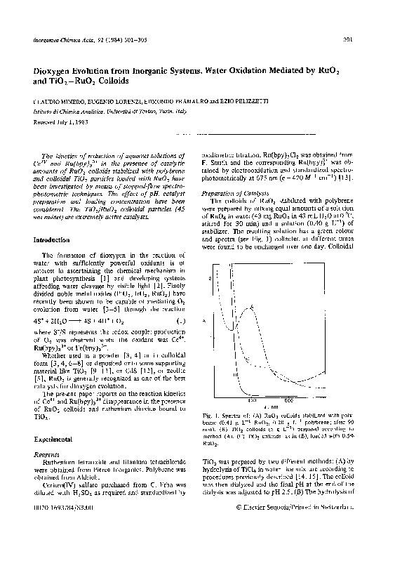 (PDF) Dioxygen evolution from inorganic systems. Water oxidation ...