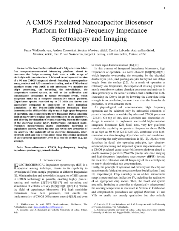 (PDF) A CMOS Pixelated Nanocapacitor Biosensor Platform for High ...