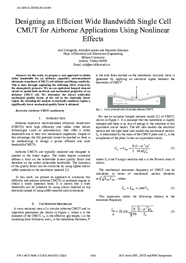 (PDF) Designing an efficient wide bandwidth single cell CMUT for ...