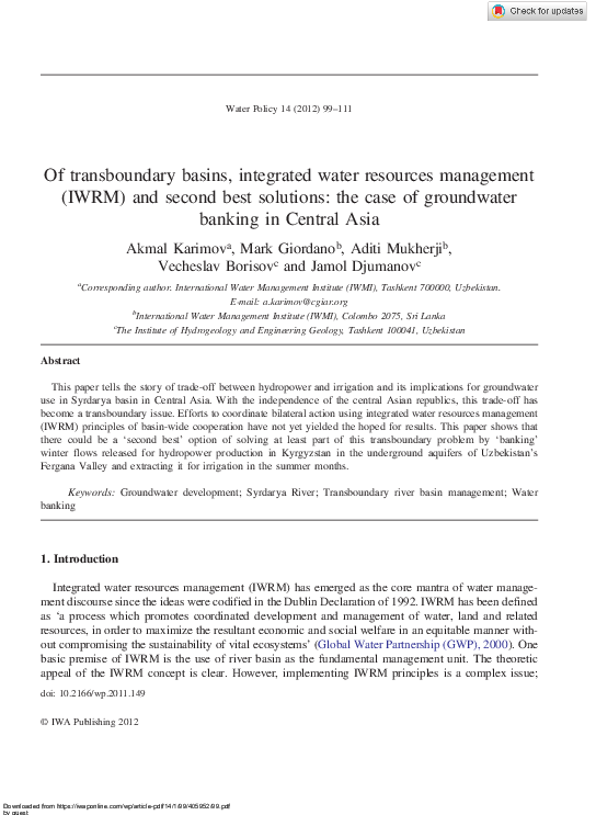 (PDF) Of transboundary basins, integrated water resources management ...