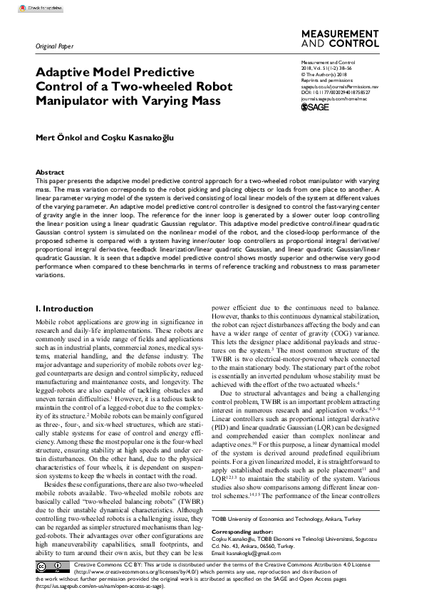 (PDF) Adaptive Model Predictive Control of a Two-wheeled Robot ...
