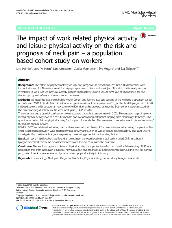 (PDF) The impact of work related physical activity and leisure physical ...