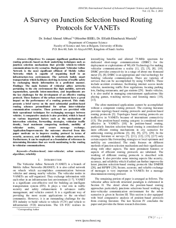 (PDF) A Survey on Junction Selection based Routing Protocols for VANETs