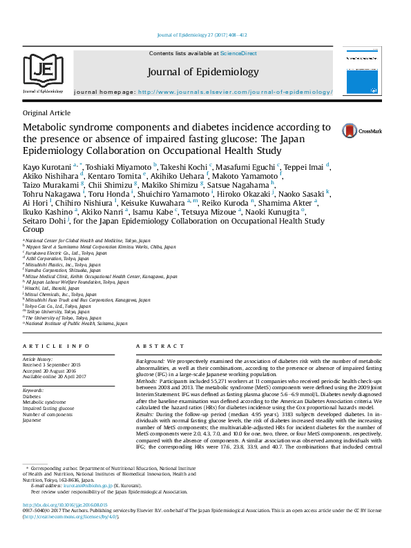 (PDF) Metabolic syndrome components and diabetes incidence according to ...