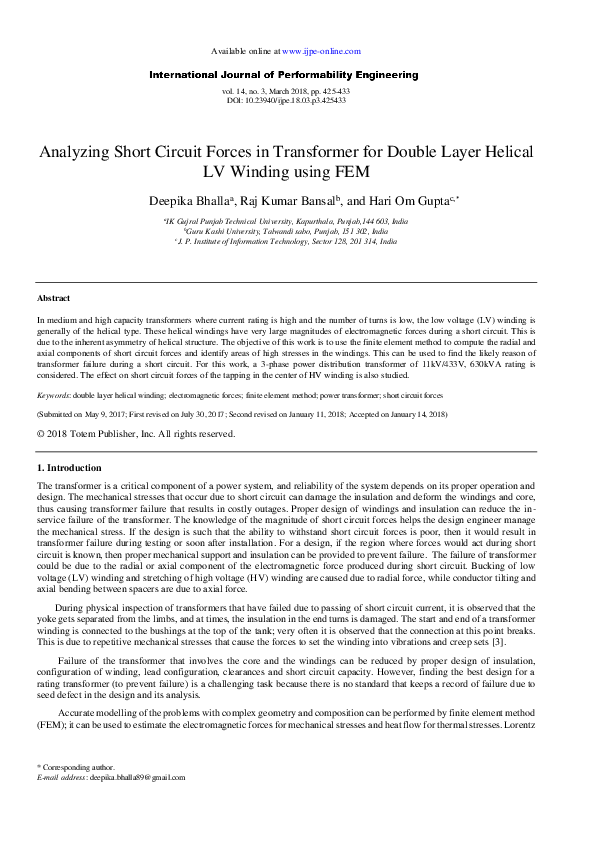 (PDF) Analyzing Short Circuit Forces in Transformer for Double Layer ...