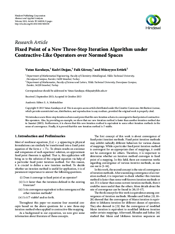 (PDF) Fixed Point of a New Three-Step Iteration Algorithm under ...