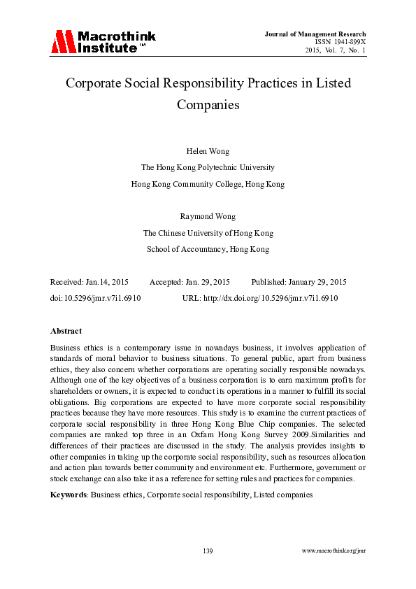 (PDF) Corporate Social Responsibility Practices in India: A Study of ...