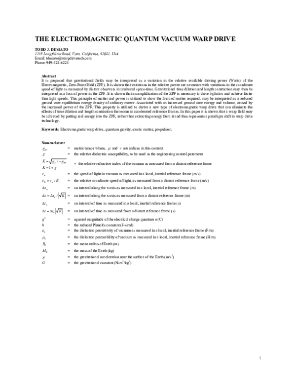 The Electromagnetic Quantum Vacuum Warp Drive