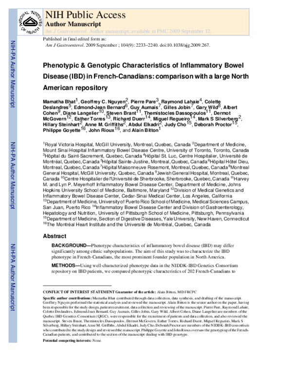 (PDF) Phenotypic and Genotypic Characteristics of Inflammatory Bowel ...