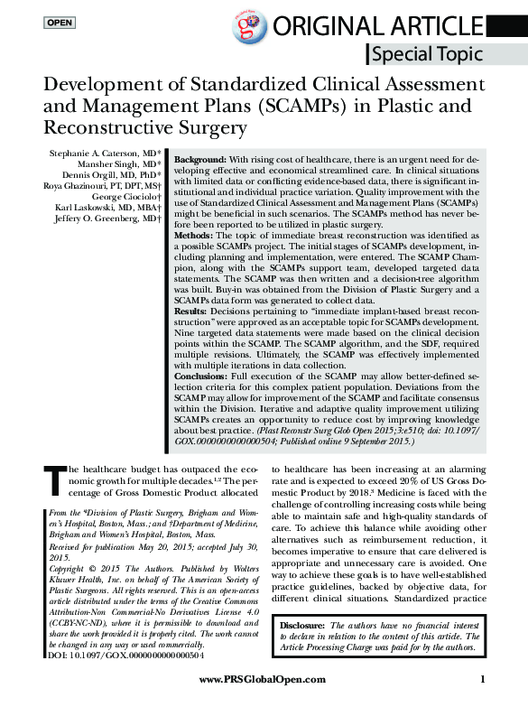 (PDF) Development of Standardized Clinical Assessment and Management ...