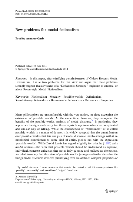 (PDF) New problems for modal fictionalism