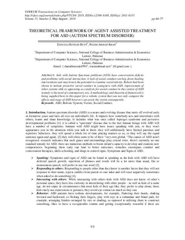 (PDF) Theoretical Framework of Agent Assisted Treatment for ASD (Autism ...