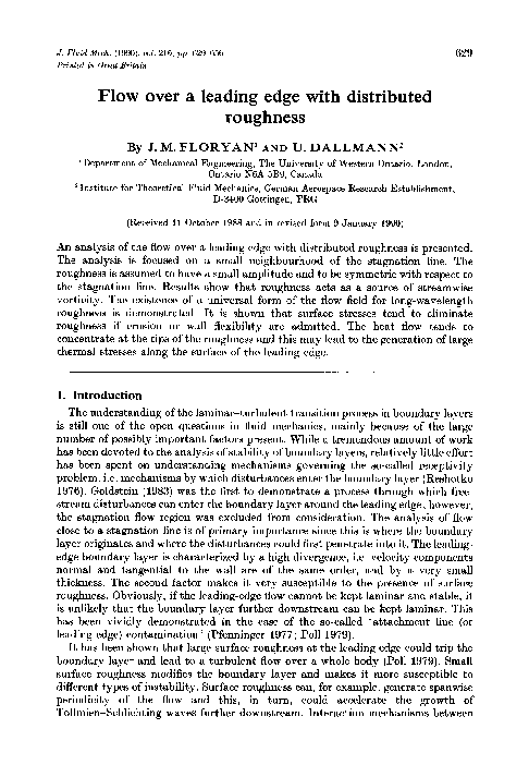 (PDF) Flow over a leading edge with distributed roughness