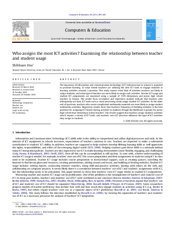 (PDF) Who assigns the most ICT activities? Examining the relationship ...