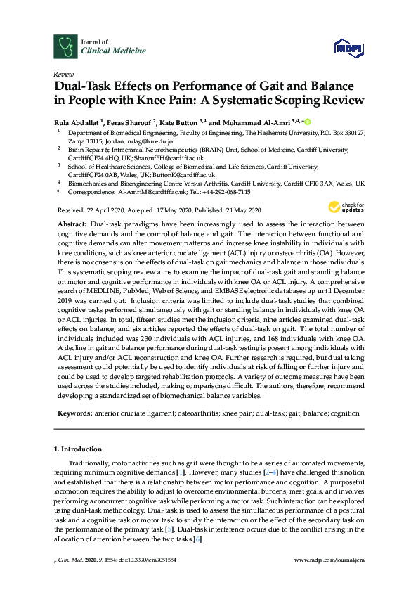 (PDF) Dual-Task Effects on Performance of Gait and Balance in People ...